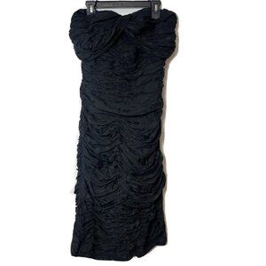 Evenings Vintage Womens Ruched Bodycon Sexy Dress Party Black 12 Saks 5th Silk
